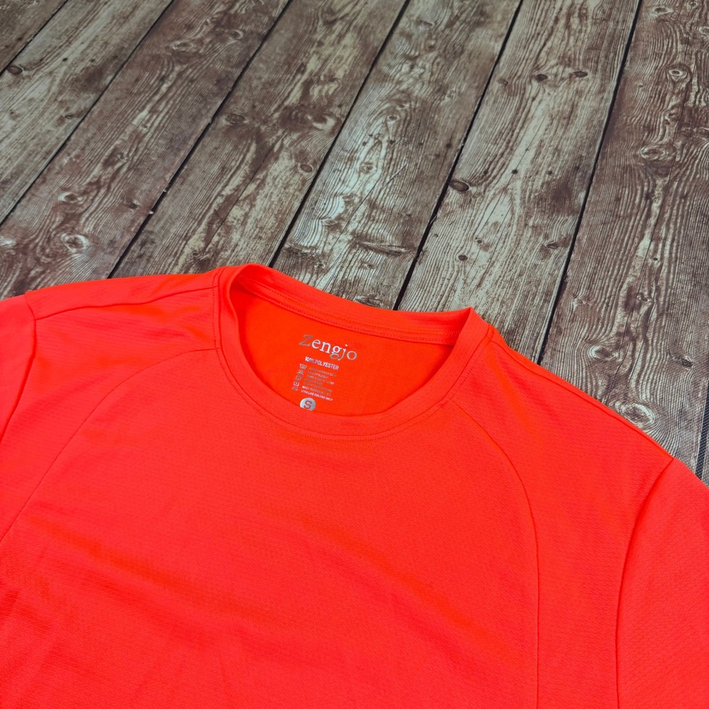 Zengjo Performance T Shirt Mens Small Orange Breathable Lightweight